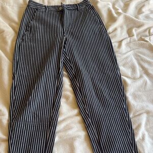Everlane Black and White Pinstripe Wide-Leg Pants